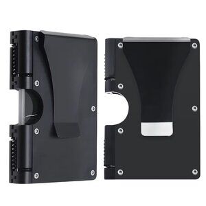 Men's Money Clip Minimalist Slim RFID Blocking Card Holder Black